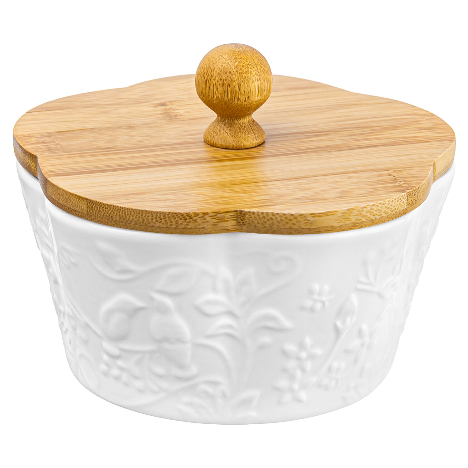 фото Банка для печенья / для сыпучих продуктов / для чая / кофе 14,8*14,8*11,5 см 760 мл "Птички на ветке" с деревянной крышкой