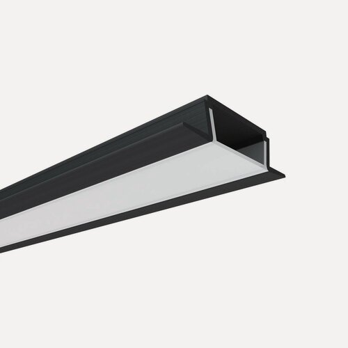 Изображение товара 08-02-ЧБ Профиль алюминиевый для светодиодной ленты, анод, встраиваемый, черный, 22х6мм, 2м