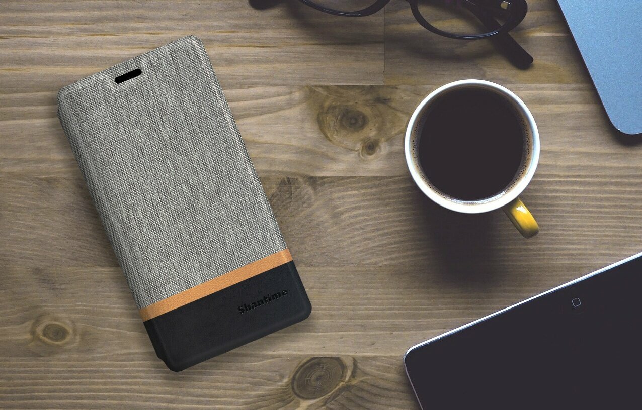 фото Чехол-книжка MyPads Con Striscia для Doogee X98 Pro / Doogee X98 из водоотталкивающей импортной ткани серый с золотой полосой