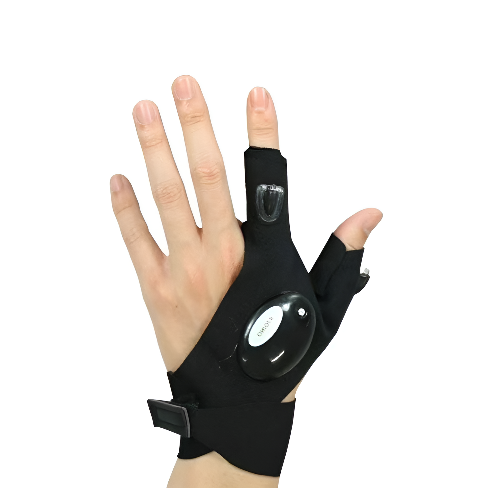 фото Перчатка-фонарик без пальцев LED, черная, 1 пара