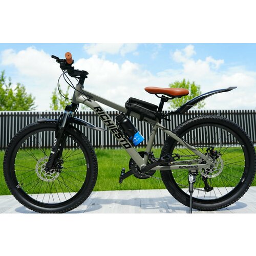 Велосипед RICHIESTO 24 Алюминиевая рама 14 Горный Для детей и подростков Спортивный зеленый с коричневым 24500₽