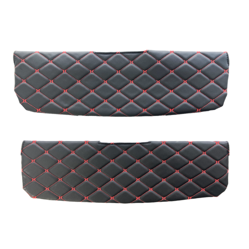 Чехлы на козырьки КАМАЗ декоративный черный ромб, красная нить (2 шт)