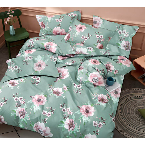 Постельное белье Розовые сны, 1,5спальный, сатин, хлопок, с наволочками 70х70, ОК-399-1,5сп-70