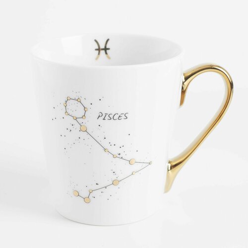 Кружка, 400 мл, фарфор N, молочно-золотистая, Рыбы, Zodiac