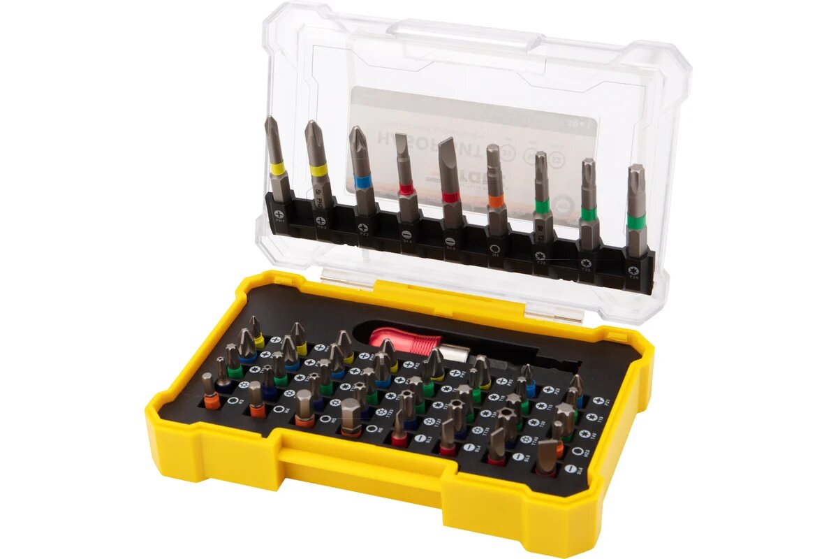 KRANZ KR-92-0462 Набор бит 50 шт с магнитным держателем 25-50 мм из стали S2