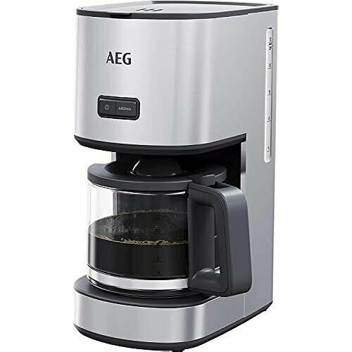 Кофемашина AEG CM4-1-4ST / Стеклянный кувшин объемом 1,5 л / 12 чашек / Функция подогрева / Ароматизатор / Выбор аромата / Противокапельный клапан / Съемная корзина фильтра / Защитное отключение / Матовая нержавеющая сталь