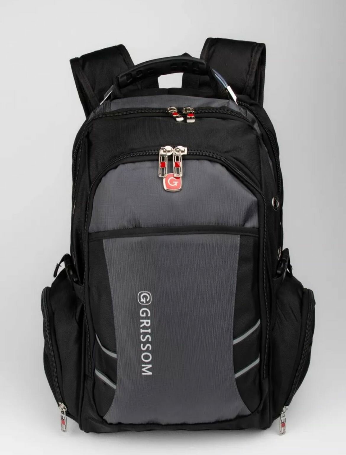 фото Рюкзак черный с серым универсальный 30 л/ водонепроницаемый с чехлом городской. Для школы, работы, отдыха.