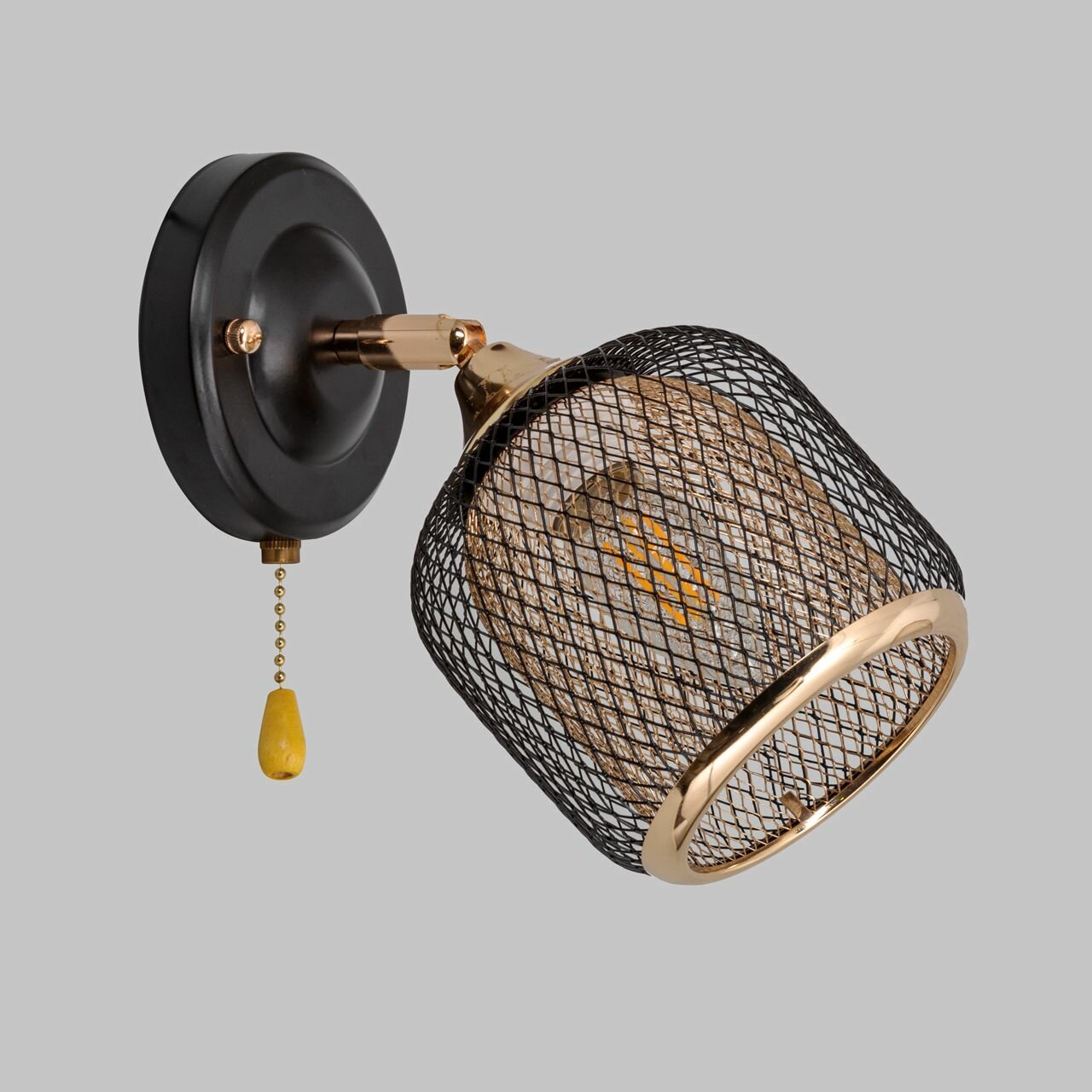 фото Бра настенное, 1*Е27, черный+золото MD.6206-1-W-BK+FGD
