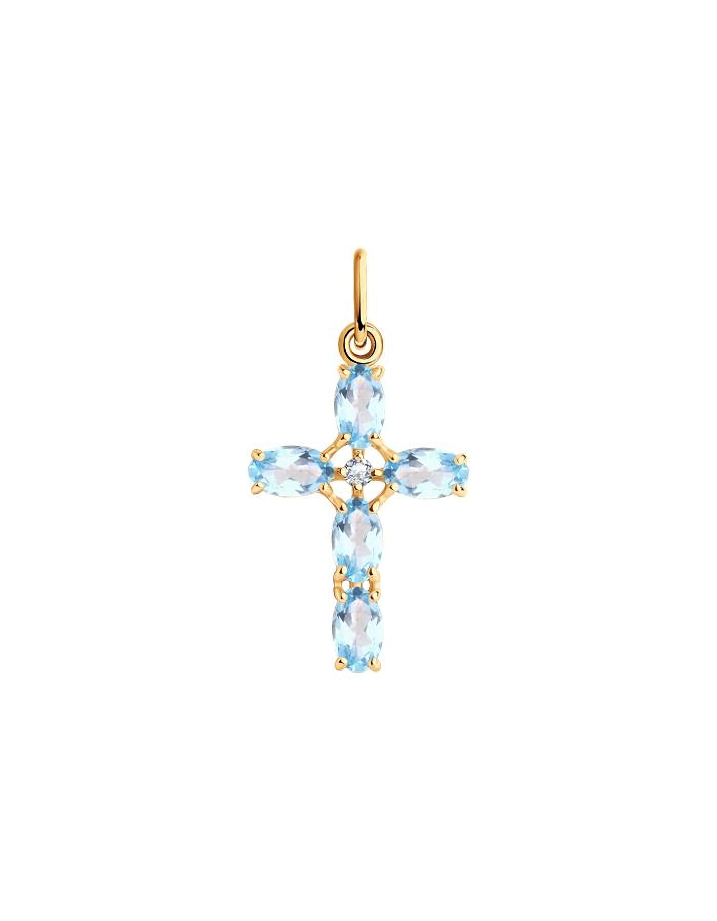 Крестик The Jeweller, красное золото, 375 проба, топаз