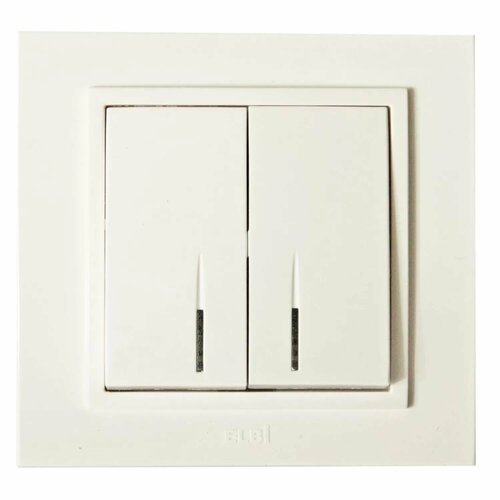 Выключатель с подсветкой EL-BI Zena Vega Natural двухклавишный c рамкой молочно-белый сп 500-010200-203 510₽