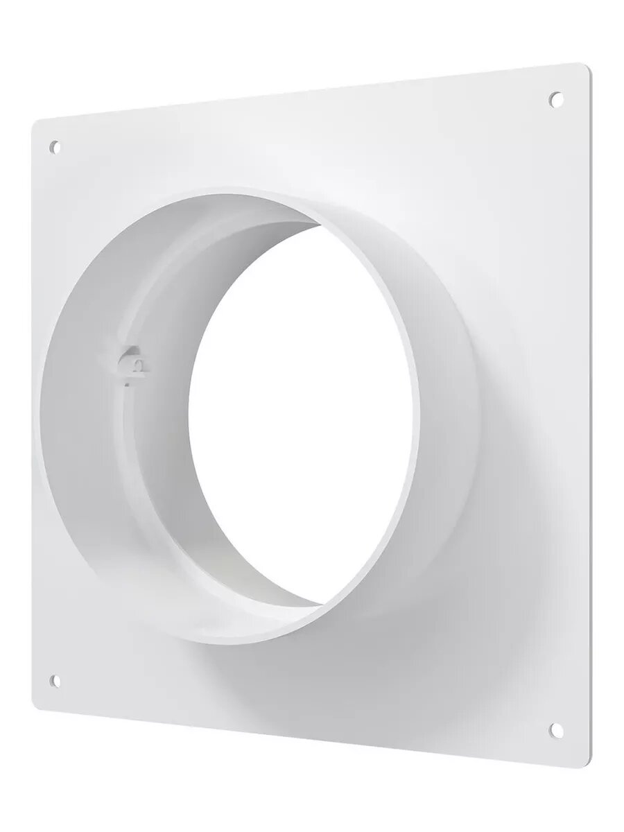 Соединитель круглых каналов с накладной пластиной Era 10SKNP, 150х150 мм, D100 мм, белый — фото 1
