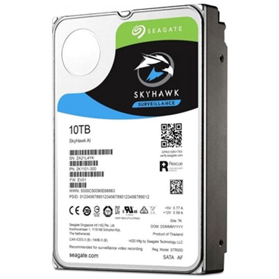 Жесткий диск 3.5" Seagate SkyHawk AI 10 ТБ, SATA III, 256 Mb, 7200 rpm (ST10000VE000)