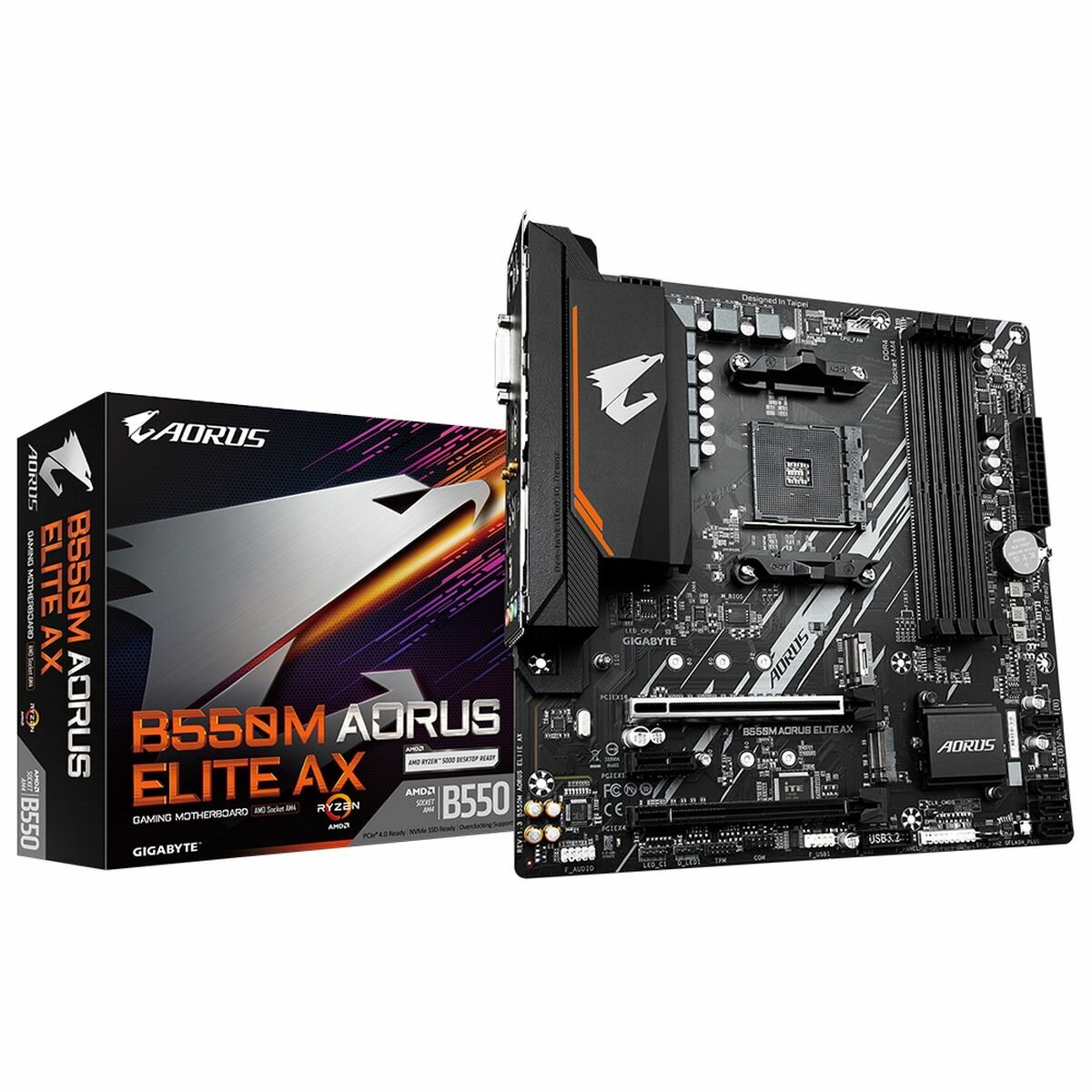 Материнская плата Gigabyte B550M AORUS ELITE AX, AM4, Micro-ATX, RTL (B550M AORUS ELITE AX)