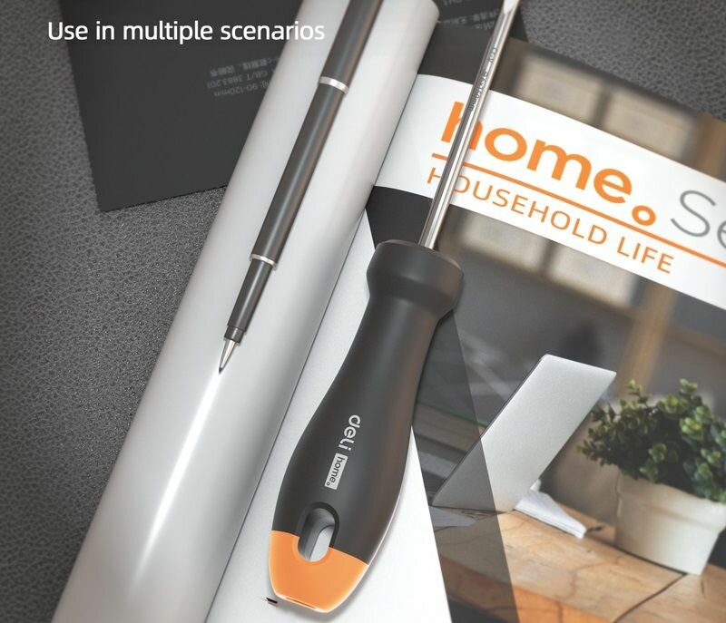 Изображение Шлицевая отвёртка Deli Home Series Gray HT1106C 6x150мм, Cr-V, Soft Touch рукоятка, эксклюзивный дизайн, подарочная упаковка