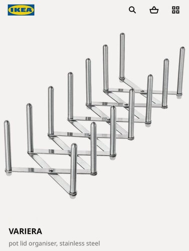 Изображение товара Органайзер IKEA VARIERA для крышек, нержавеющая сталь/резина, серебристый