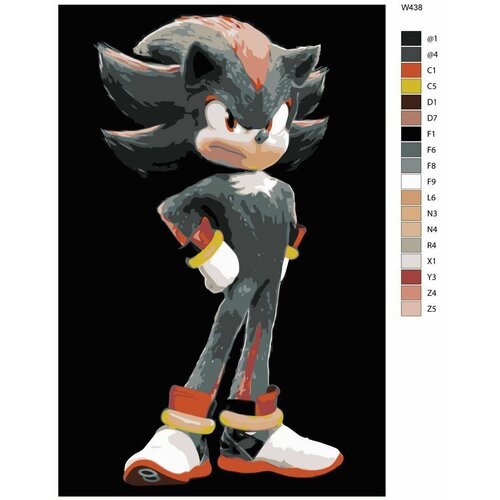 фото Картина по номерам w-438 "персонаж видеоигр, фильмов и комиксов sonic (соник) - ёж шэдоу" 50x70 brushes-paints