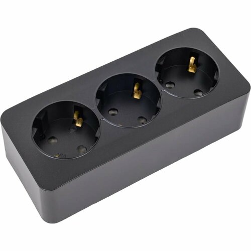 3-местная розетка STEKKER с/з открытой установки 250в, 16а, ip20, серия софия, черный матовый, mst16-13-05 49502