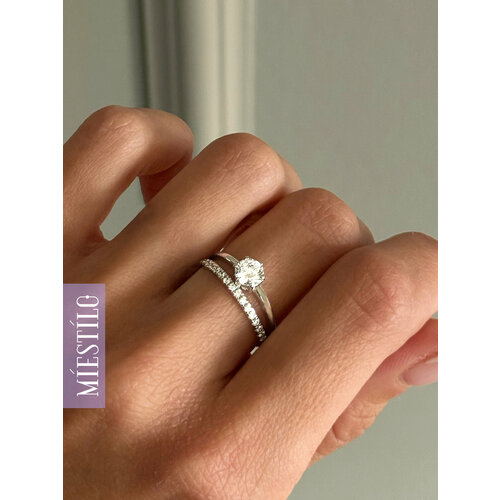 Кольцо дорожка помолвочное MIESTILO серебро 925 проба родирование фианит размер 16 серебристый 2480₽