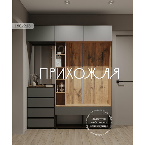 Прихожая BOSA К9 ВенгеДуб вотанГрафит софт МДФ 46782₽