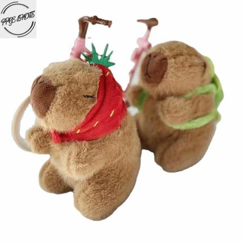 Мягкая игрушка, брелок капибара, 10 см, с клубникой на голове, плюшевая меховая игрушка, брелок на ключи, сумку, рюкзакe-shop — фото 1