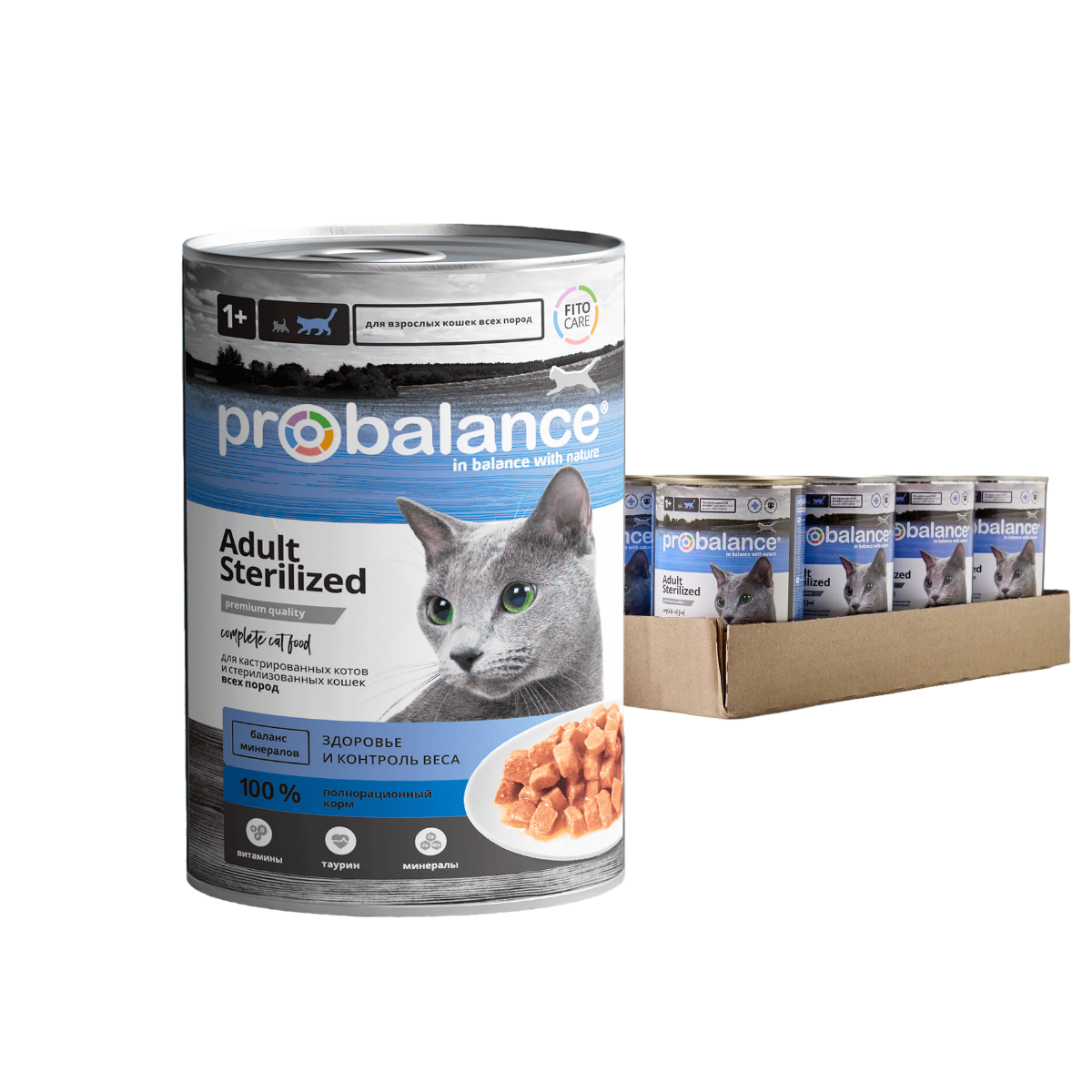 Корм влажный ProBalance Sterilized для стерилизованных кошек и кастрированных котовк (12шт х 415 г)
