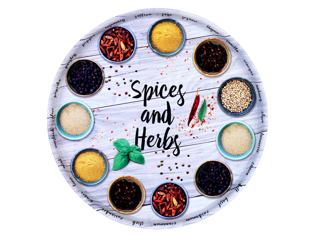 Поднос металлический круглый с бортиками декоративный 33 см PD091