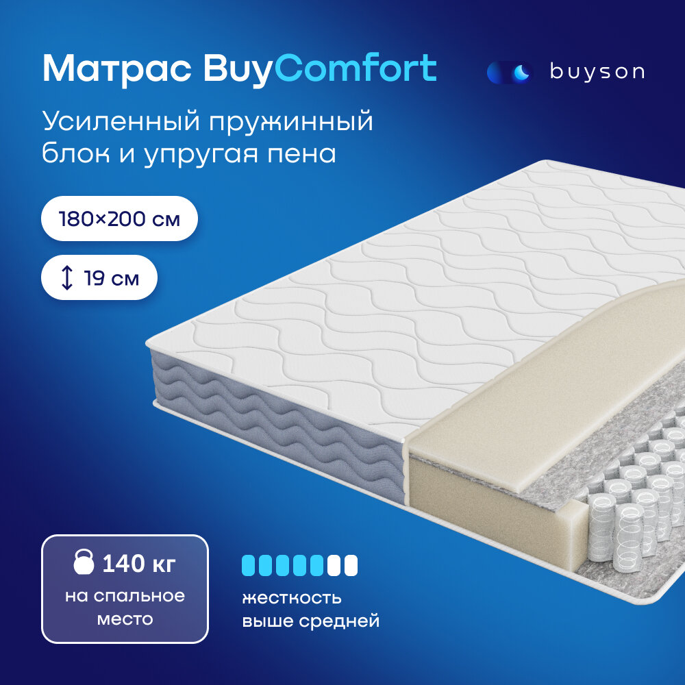 Матрас buyson BuyComfort, независимые пружины, 200х180 см