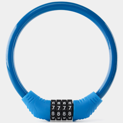 Замок для велосипеда кодовый Sindis, с шифром, антивандальный_ 40 см_диаметр с оплеткой - 11 мм_Синий