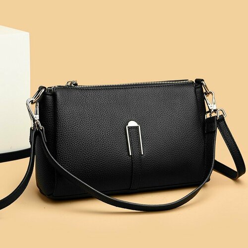 Сумка кросс-боди , фактура гладкая, зернистая, черный