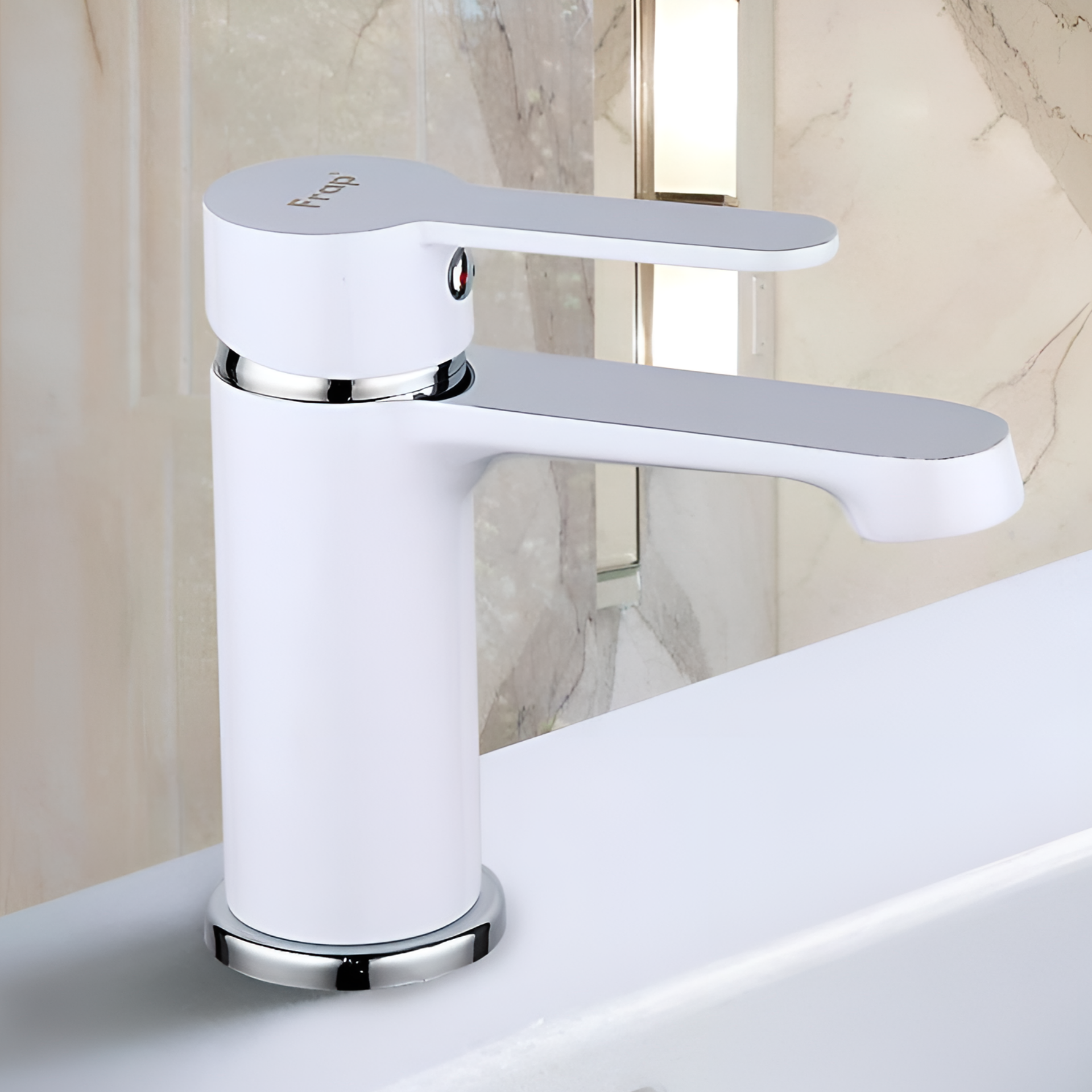 Смеситель для раковины Фрап F1041 однорычажный белый/хром латунь