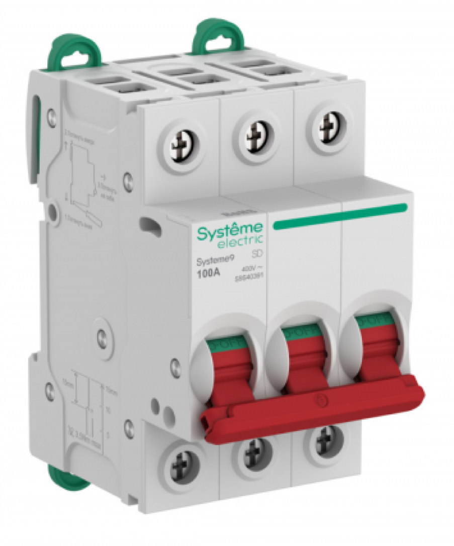 Выключатель нагрузки Systeme Electric / Систем Электрик Systeme9, 3Р 100А 400В, S9S40391 / разъединитель