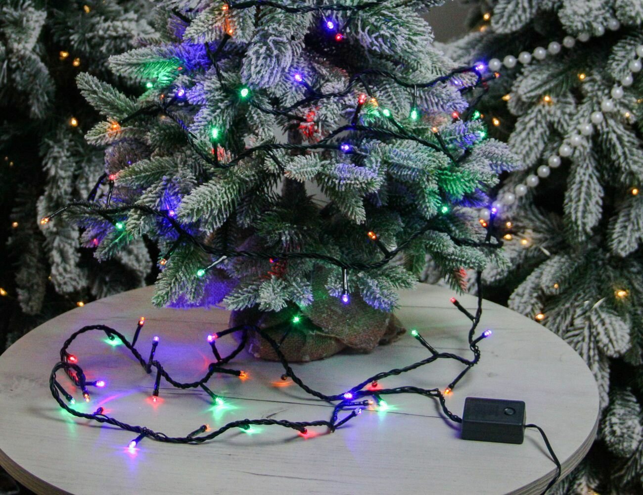 Светодиодная гирлянда для дома 100 разноцветных LED ламп 6 м зеленый ПВХ контроллер IP20 MOROZCO Э031001