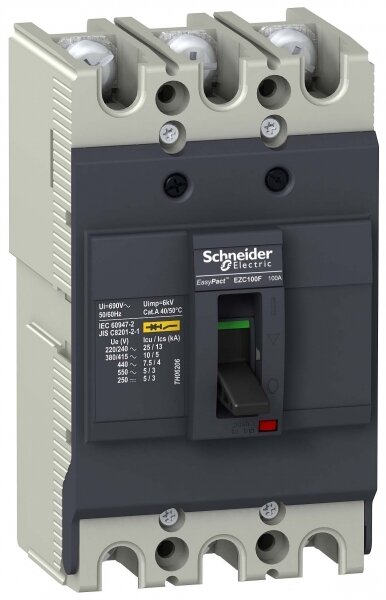 Schneider Electric EasyPact EZC 100F Автоматический выключатель 3P/3T 80A 10кA/400В, Schneider Electric, арт. EZC100F3080