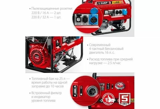 ЗУБР 7000 Вт, бензиновый генератор с автозапуском (СБА-7000) - фотография № 15