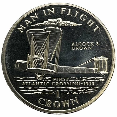 Остров Мэн 1 крона 1994 г. (Человек в полёте - Первый Атлантический Перелет 1919) (CN)