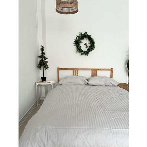 Простыня из премиум Страйп-сатина в сером цвете 235*270 см