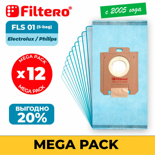 Мешки-пылесборники Filtero FLS 01 (S-bag) Mega Pack экстра Anti-Allergen, 12 штук пылесборник filtero fls 01 s bag 4 allegro