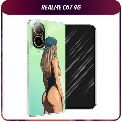 Силиконовый чехол на Realme C67 4G / Реалми C67 4G Девушка в черном купальнике, прозрачный силиконовый чехол на realme 11 4g реалми 11 4g девушка в черном купальнике прозрачный