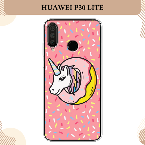 Силиконовый чехол Единорог в пончике на Huawei P30 Lite/Honor 20S/20 Lite (2020) / Хуавей P30 Лайт силиконовый чехол единорог на пончике на huawei p30