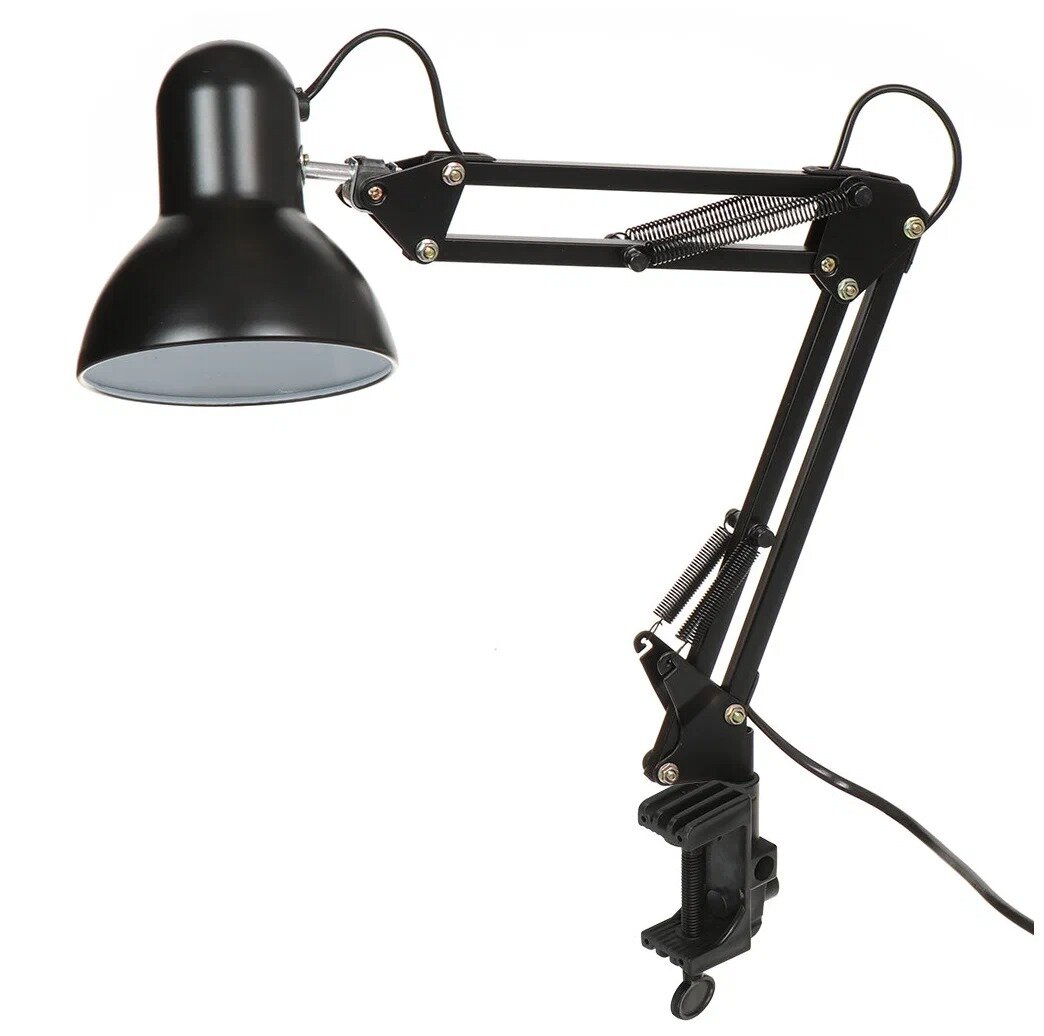 фото Настольная лампа с креплением на струбцине, цоколь E27, черный.