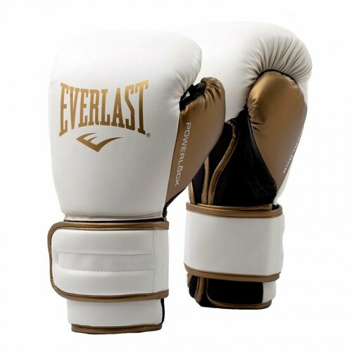 Боксерские перчатки тренировочные Everlast Powerlock PU 2 - Белый/Золотой (16 oz) перчатки тренировочные powerlock pu 2 сал everlast салатовый 14 oz