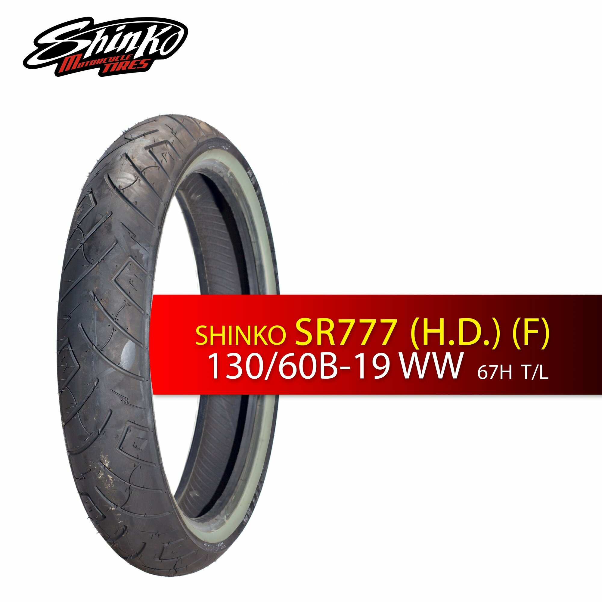 Мотошина / шина для мотоцикла Shinko SR777 100/90-19 61H TL WW (Белобокая)