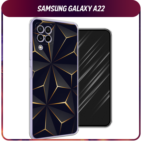 силиконовый чехол палитра красок на samsung galaxy a22 самсунг галакси a22 Силиконовый чехол на Samsung Galaxy A22 / Самсунг Галакси А22 Черные полигоны