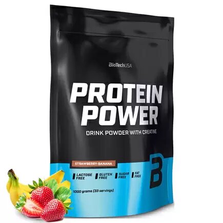 Протеин BioTechUSA Protein Power, 1000 гр, клубника-банан