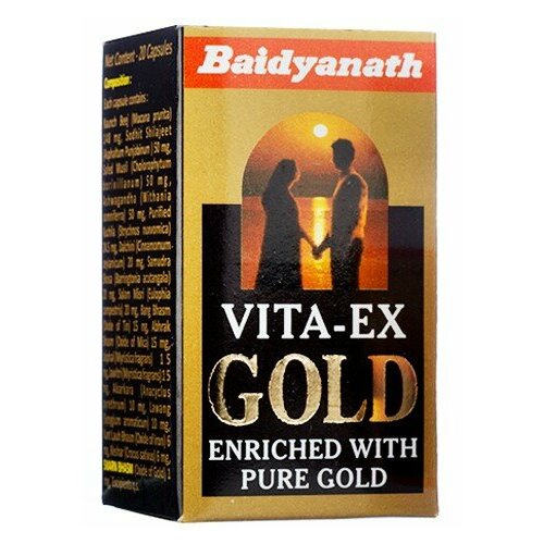 "Вита Экс Голд" общеукрепляющий тоник, иммунитет, мужская сила Vita-Ex Gold Baidyanath 20 капс.