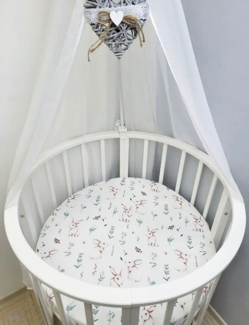 Простынь на круглый матрас "Зайчики" 75*75см