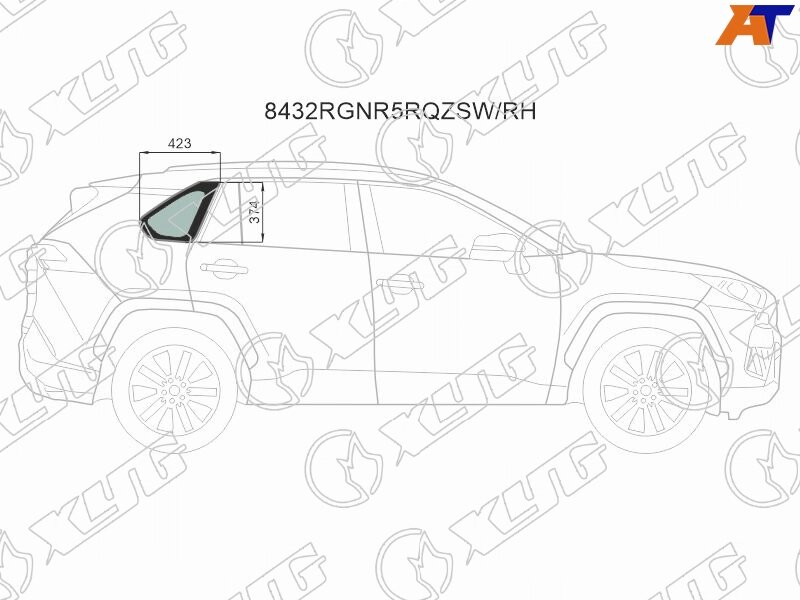 Стекло форточки (Цвет зеленый) Toyota RAV4 (XA50) 18- / Wildlander 19-