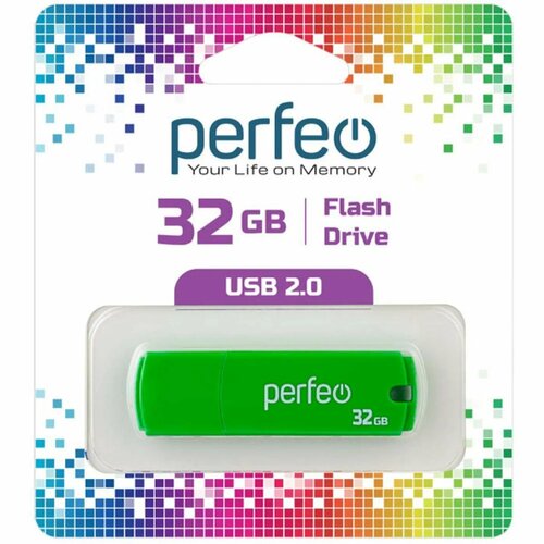 Флешка Perfeo C05 32 Гб зеленая perfeo 72561 флэш usb 8gb perfeo c05 blue