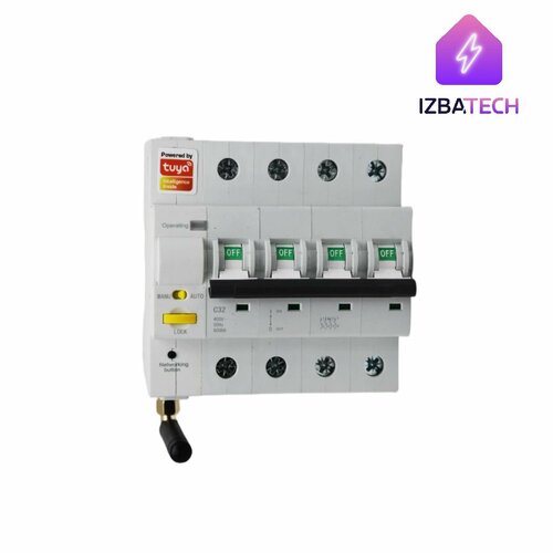 Модульный автомат Wi-Fi для Алисы с ручным управлением 4P63A реле-автомат с мониторингом мощности на 4 поста для умного дома 730700₽