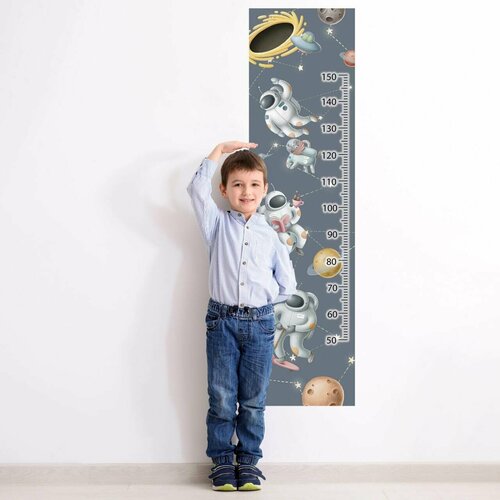 Ростомер детский на стену наклейка Космос для измерения роста OnPrint